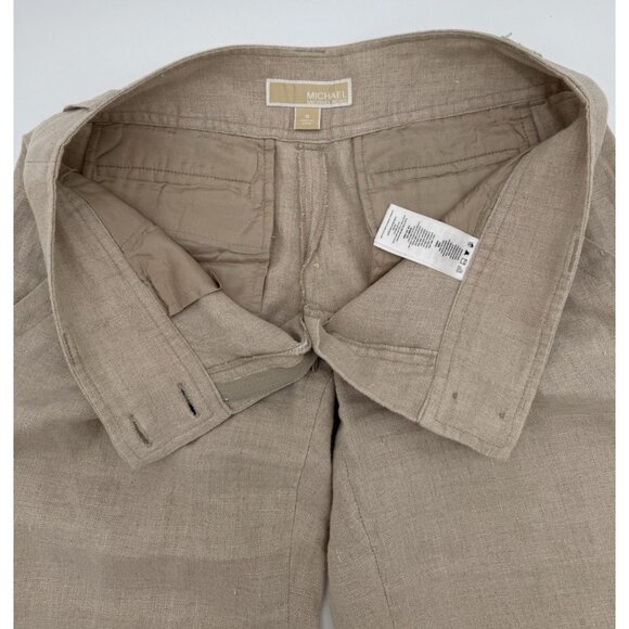 Michael Kors neutral 100 % linen straight leg full length pants Size 4 beige - Picture 7 of 10